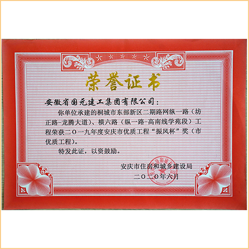 2019桐城市東部新區二期路網縱一路（坊正路-龍騰大道）、橫六路（縱一路-高南線學苑段）振風杯 